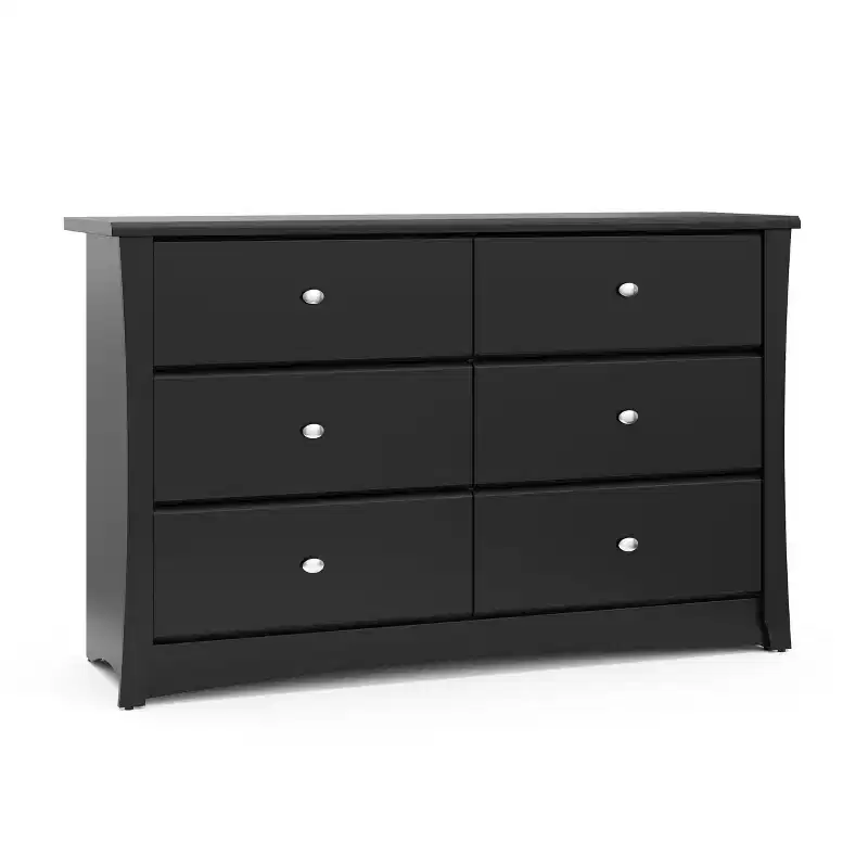 6-Drawer Double Dresser for Nursery and Bedroom,  Gold Certified, White