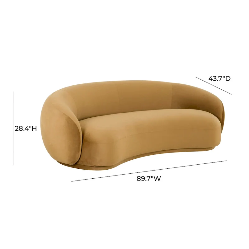 Curved Velvet Upholstered Sofa