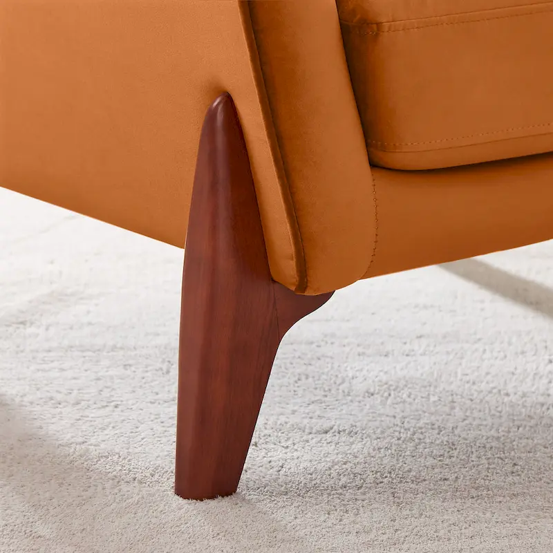 VANOMi 30.7 Inch Mid-century Modern Wide Upholstered Accent Armchair with Rubber Wood Legs
