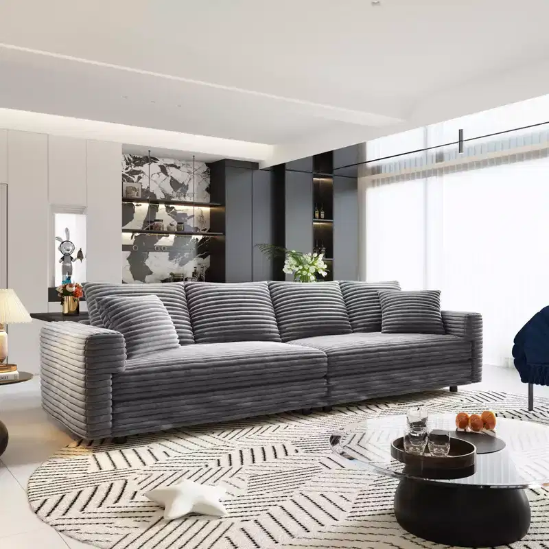 MAYEERTY Modern Comfy Upholstered Sofa Cloud Deep Seat Couches with Soft Pillows for Living Room Bedroom Office Gray