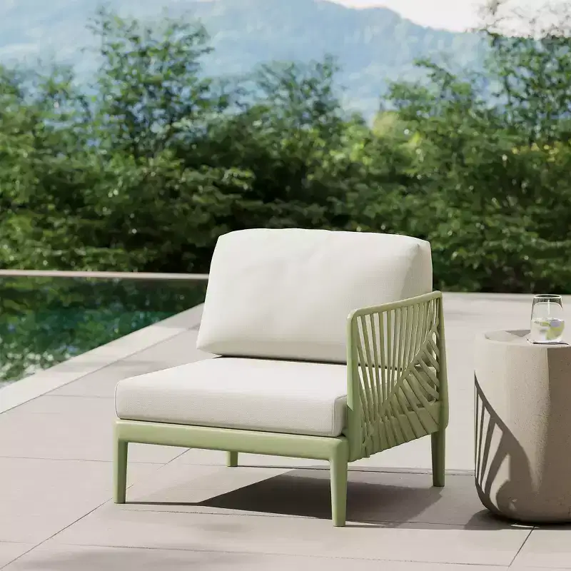 WestinTrends Playa Modern Outdoor Polypropylene Resin Right Arm Facing Deep Seating Sectional Chair, Green