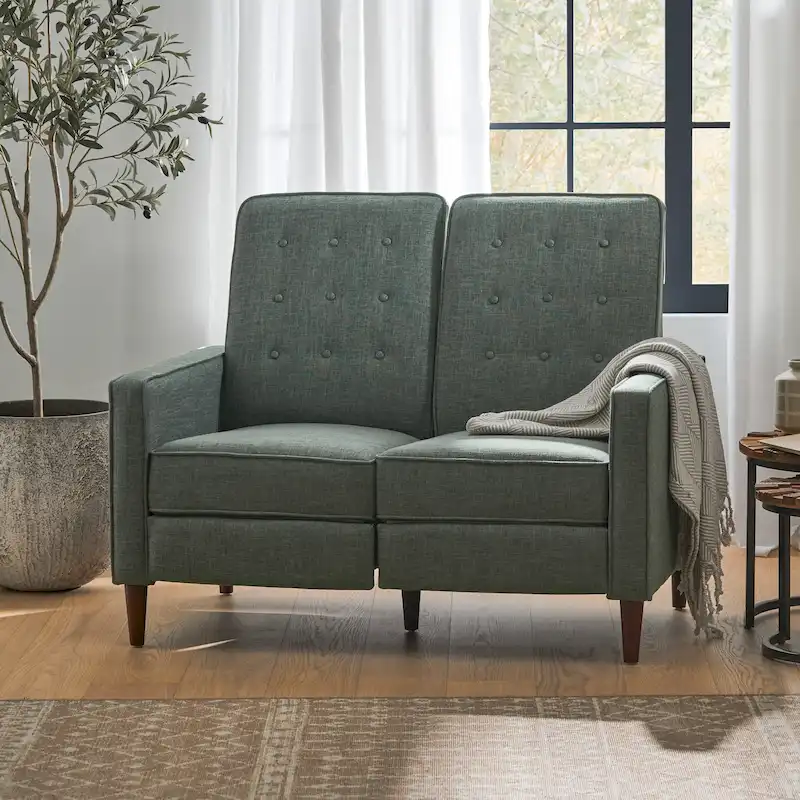 Denison Upholstered Loveseat Pushback Recliner by Christopher Knight Home