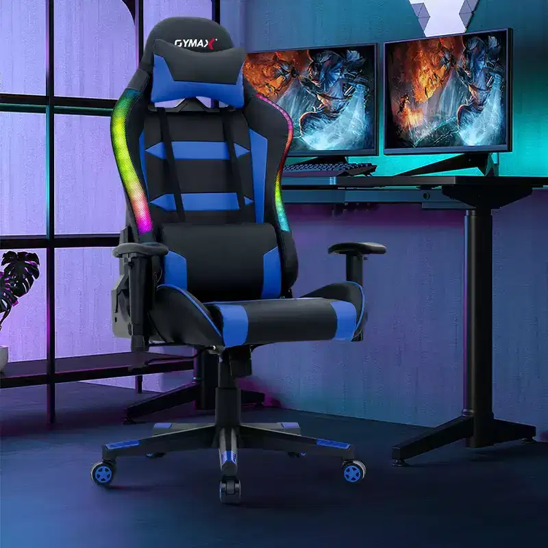 Adjustable Swivel Gaming Chair with LED Lights and Remote