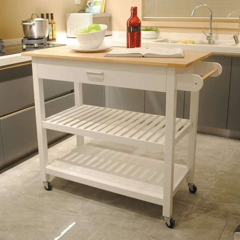 MDF Kitchen Cart with Two Lockable Wheels