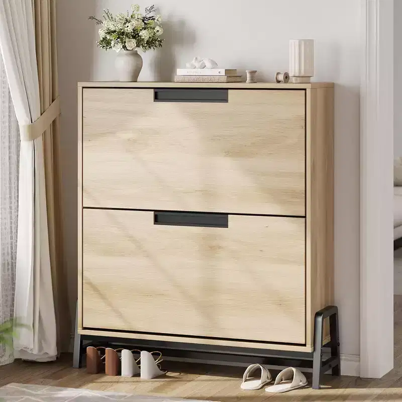 Shoe Storage Cabinet with Flip Drawers,Entryway Shoe Organizer with Drawer,Freestanding Hidden Narrow Shoe Rack Cabinet for Entryway,Hallway