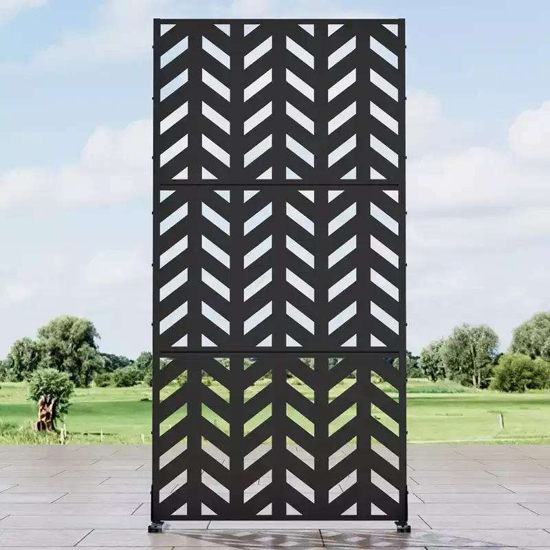 Compact Fishbone Black Galvanized Steel Panel | 183H x 90W x 40D cm