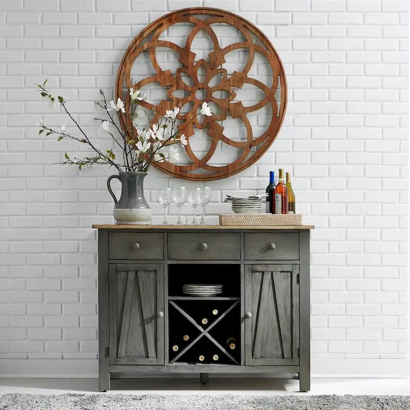 Gray and Sandstone Server with Wine Storage