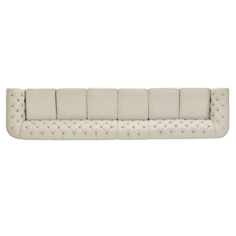 Knightsbridge Beige Linen Tufted Chesterfield Modular Sofa by iNSPIRE Q Artisan