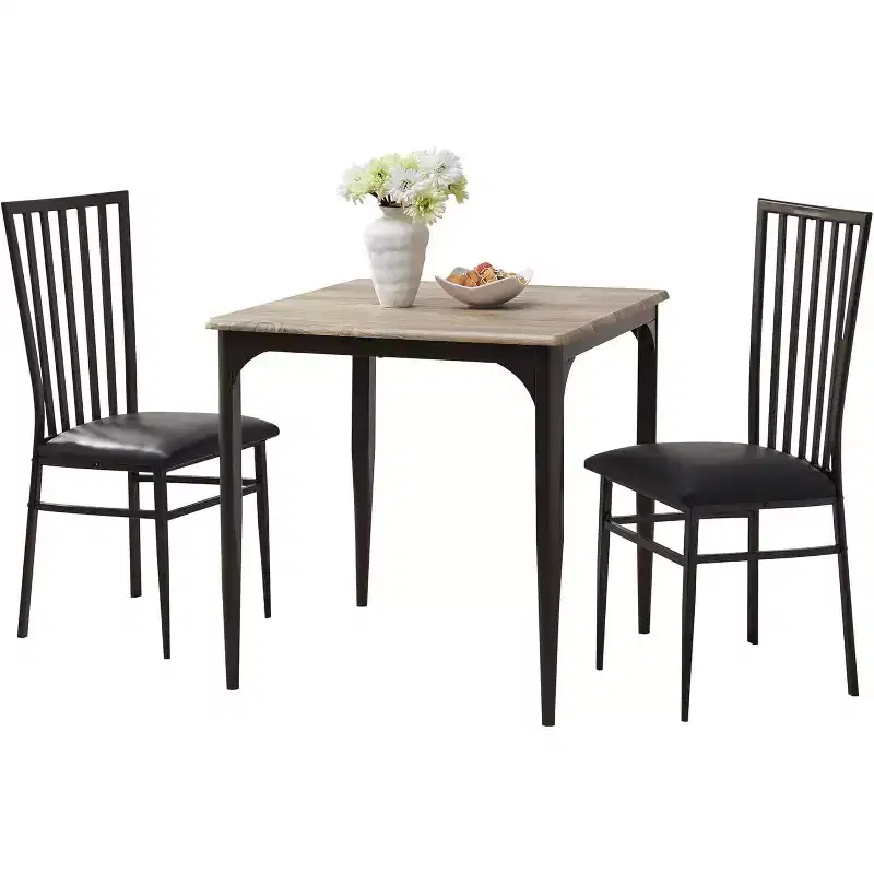 Kings Brand Furniture - 48 Square Dining Table, Heavy Duty Metal Frame with Wood Top, Walnut/Black