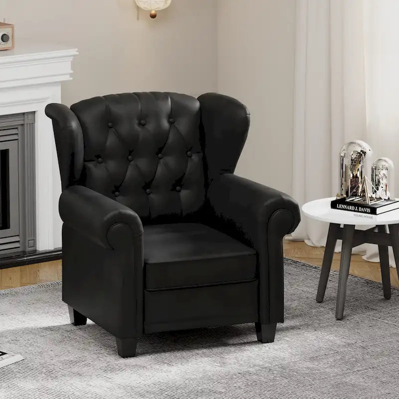 Black Adjustable Tufted Arm Chair with Sturdy Legs
