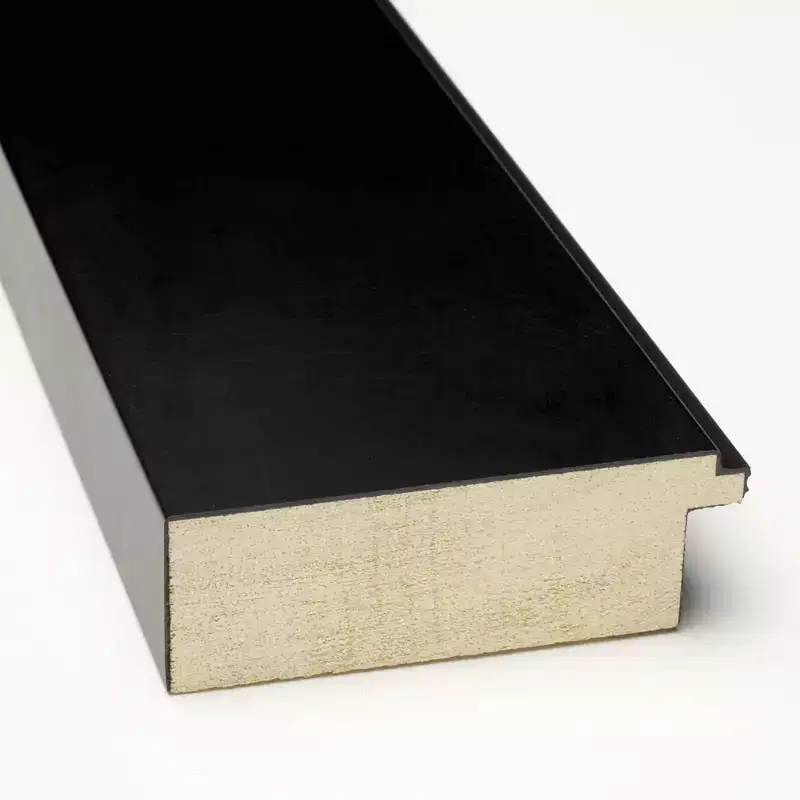 33" x 27" Non-Beveled Corvino Black Wood Wall Mirror - Amanti Art: Modern Rectangle, Includes Mount Hardware