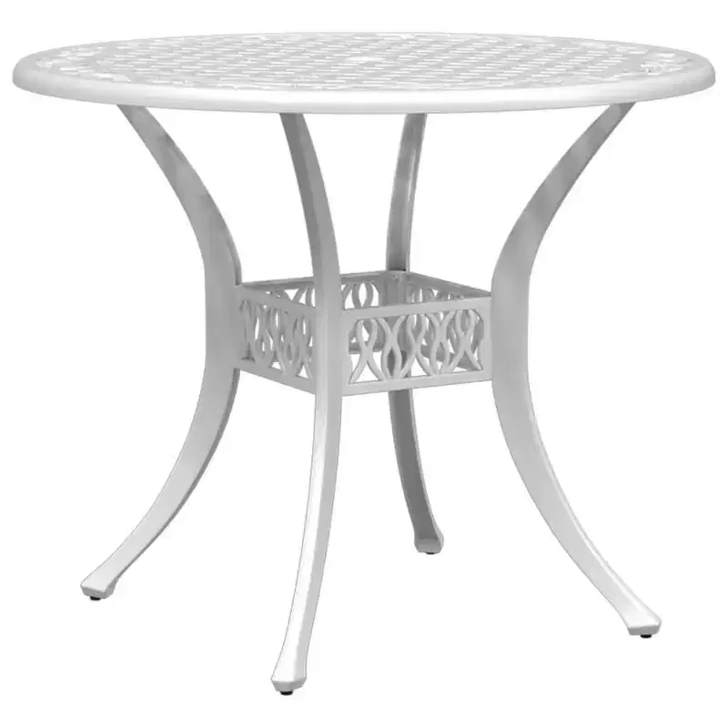 vidaXL Garden Table White Cast Aluminum Medium Durable Garden Table