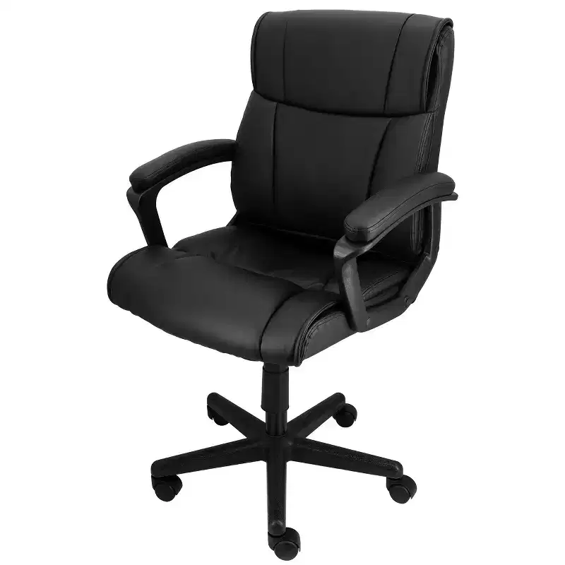 Mid Back Adjustable Faux Leather Office Chair, Black