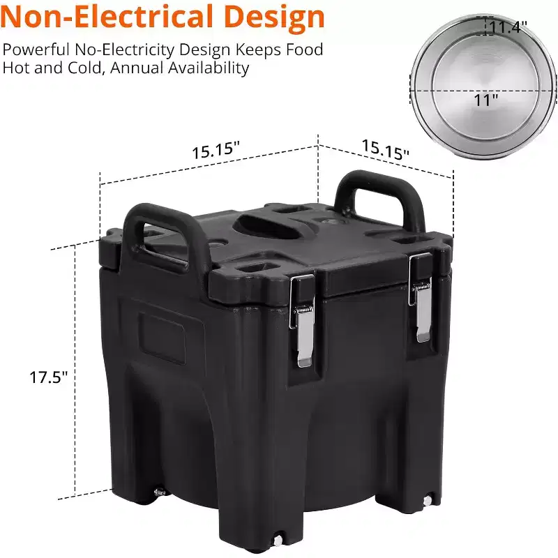Insulated Food Carrier, 22Qt Capacity, Stackable Hot Box, with Spoon, Wheel and Safe Lock, for Catering, Family Gathering, Canteen, Restaurant