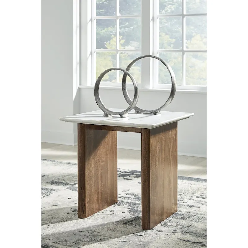 Light Brown/White End Table - 23.13W x 23.13D x 22.63H