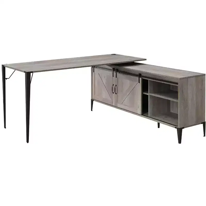 HomeStock 30 in.H Black Color Wood Writing Desks with Open Storage Shelf