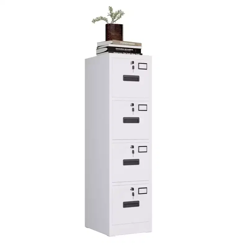 CuisinSmart 4 Drawer Metal File Cabinet with Independent Locks, Heavy Duty Steel Vertical Filing Cabinet, Locking Drawers for Home Office School