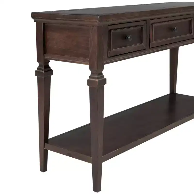 Whisen Classic Retro Style Console Table with 3-Top Drawers and Open Shelf