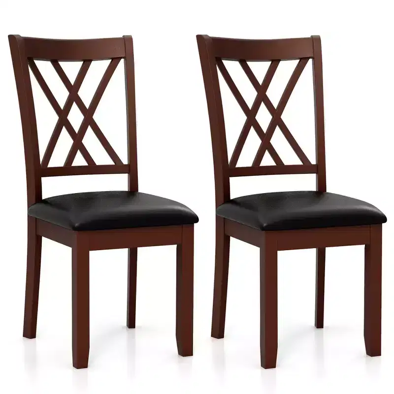 Costway Set of 2 Dining Chair Kitchen Chair with Backrest Padded Seat & Rubber Wood Legs