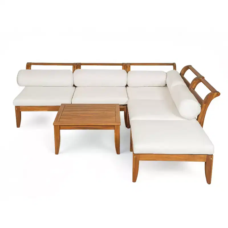 Whisen 6-Piece Patio Set with Daybed, Tea Table & Ottoman