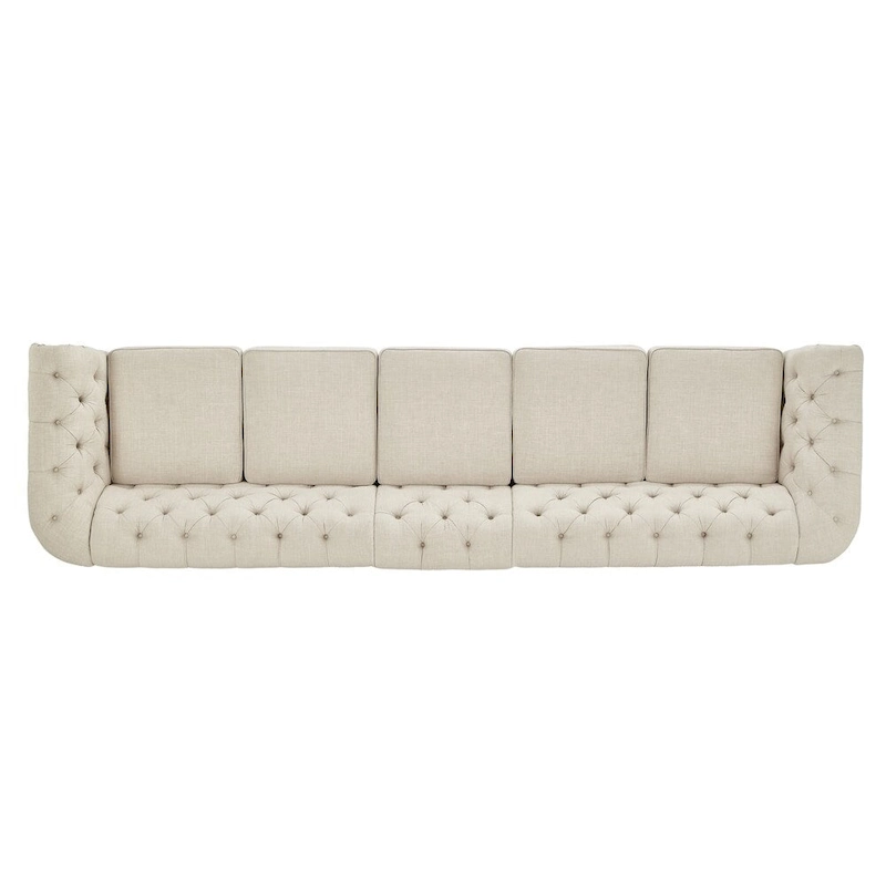 Knightsbridge Beige Linen Tufted Chesterfield Modular Sofa by iNSPIRE Q Artisan