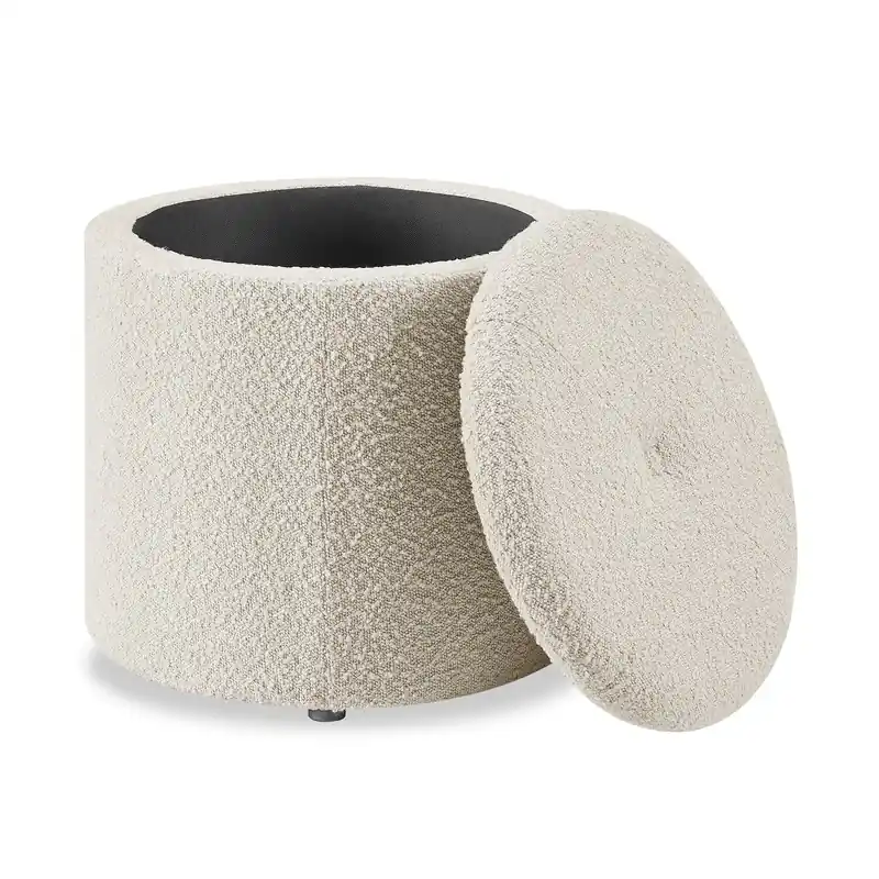 14.75 Round Fabric Storage Ottoman