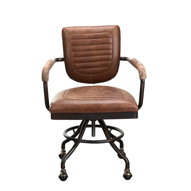 Rustic Vintage Soft Brown Leather Desk Chair
