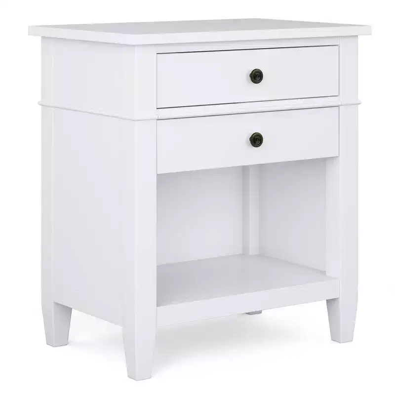 24" Solid Wood Nightstand White