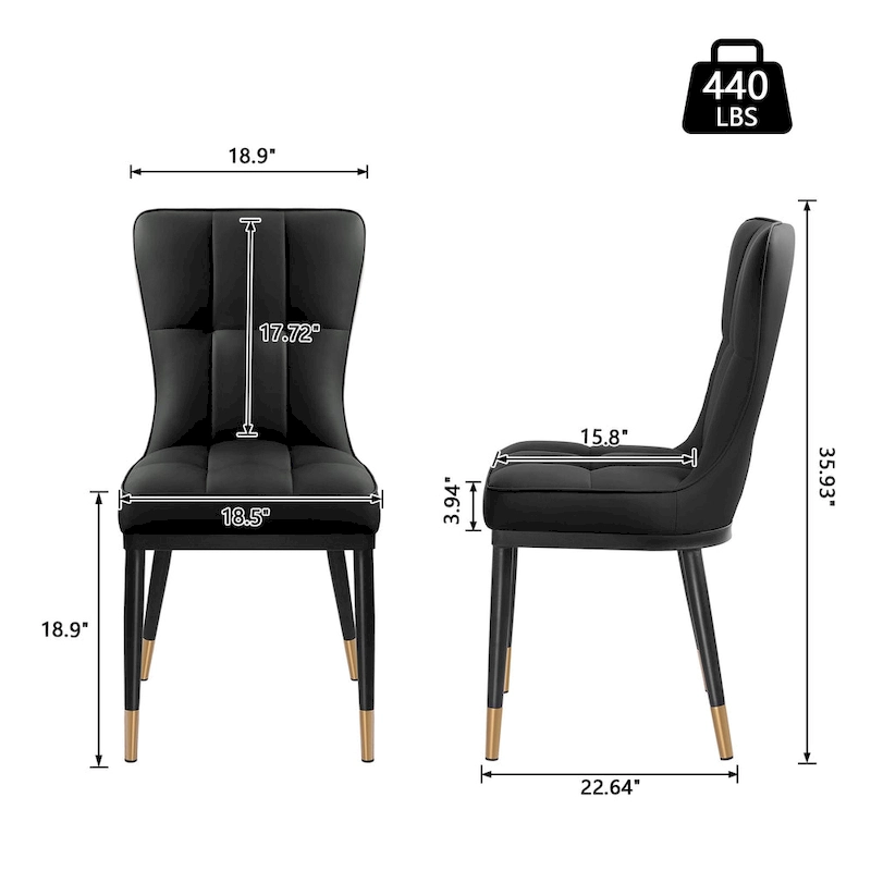 Faux Leather Upholstered Dining Chairs Set of 4 with Checked Pattern