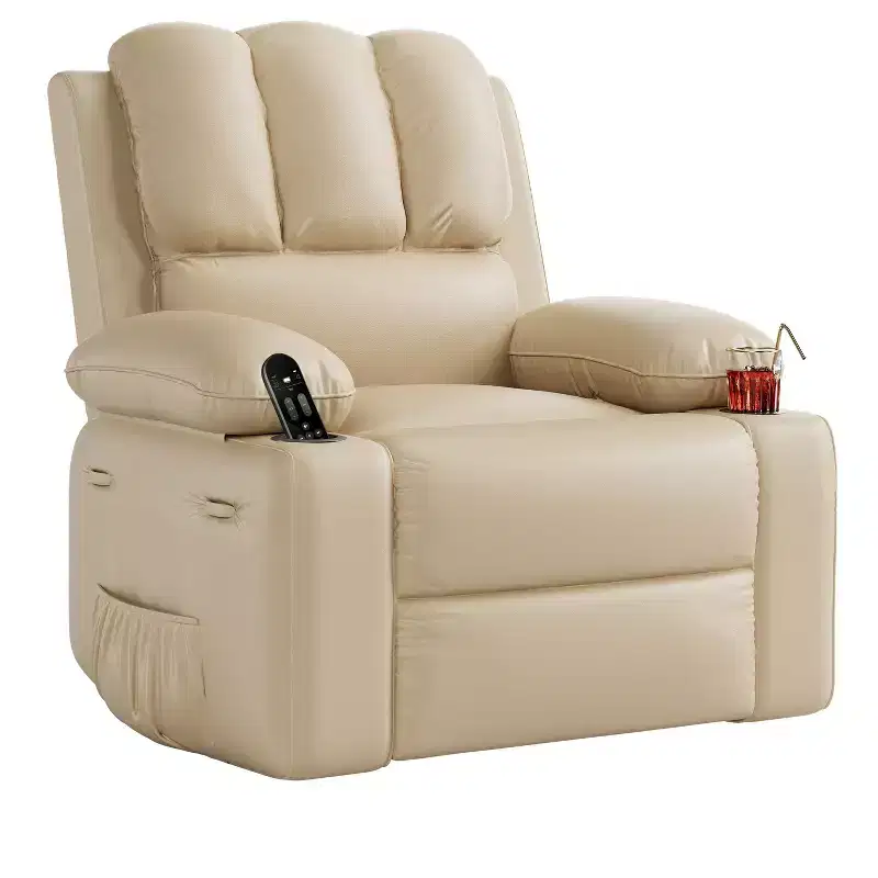 37.4 PU Leather Power Lift Recliner Chair, Adjustable Recliner, Seat Width, Cup Holders, Ergonomic Single Sofa, for Living Room, Bedroom