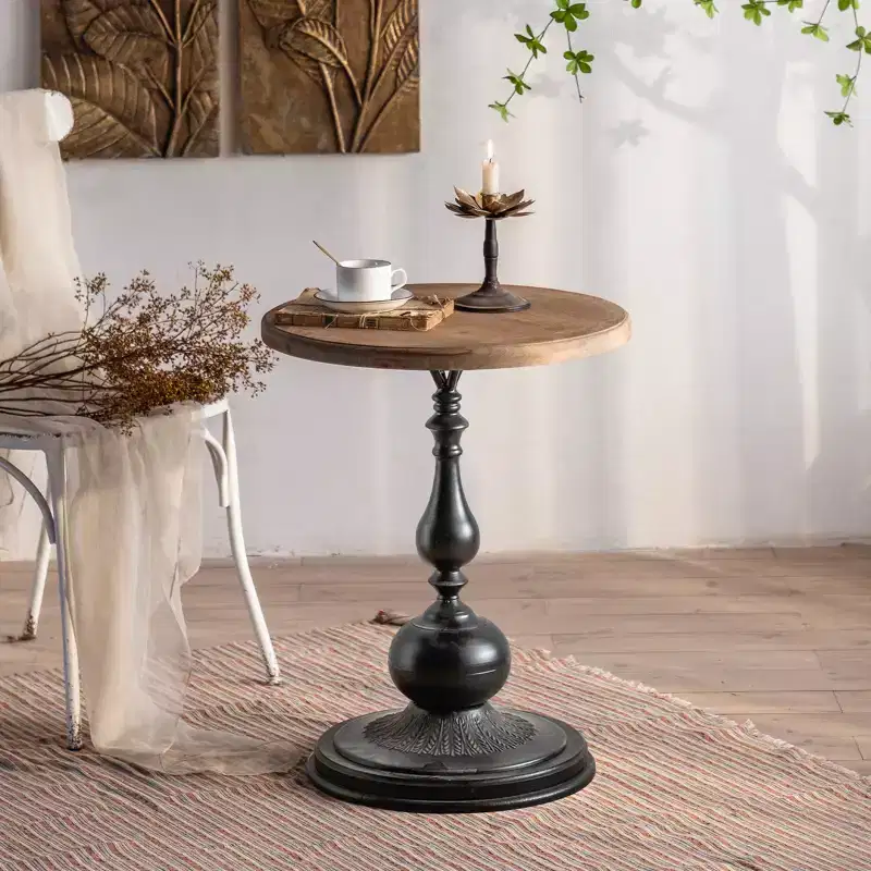 Maxax Black White Pedestal Side Table