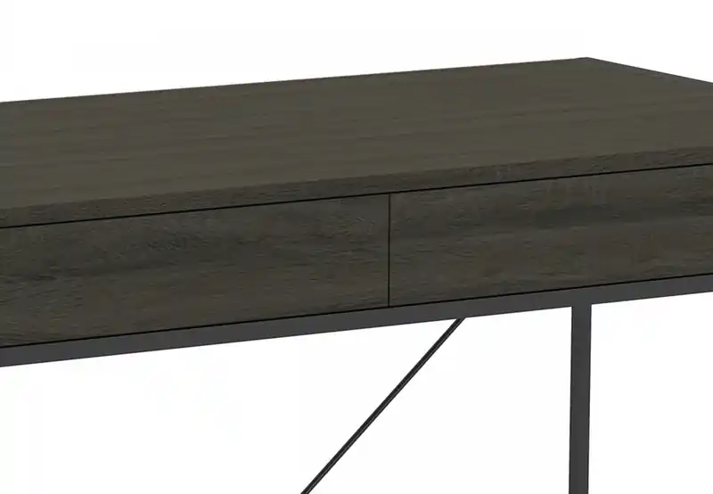 49 Computer Desk With 2 Drawers - Grey Wood With Black Metal
