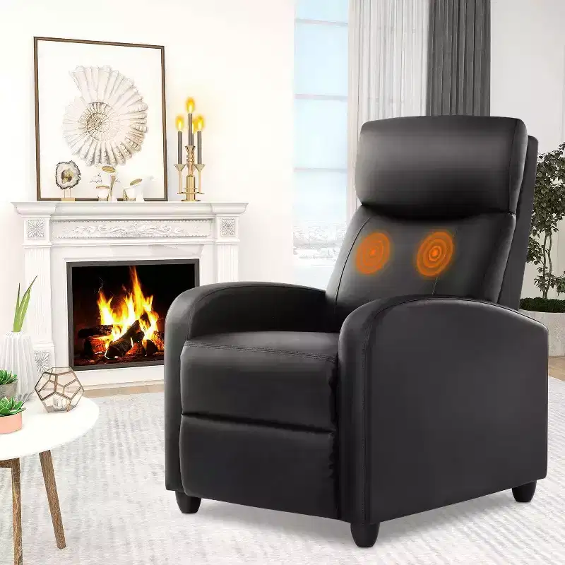 Black / Gray Winback Manual Recliner Chair, Single Seat