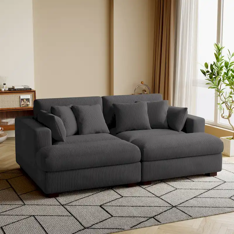 Corduroy Modular Sectional Sofa Large Couch Sleeper Chaise