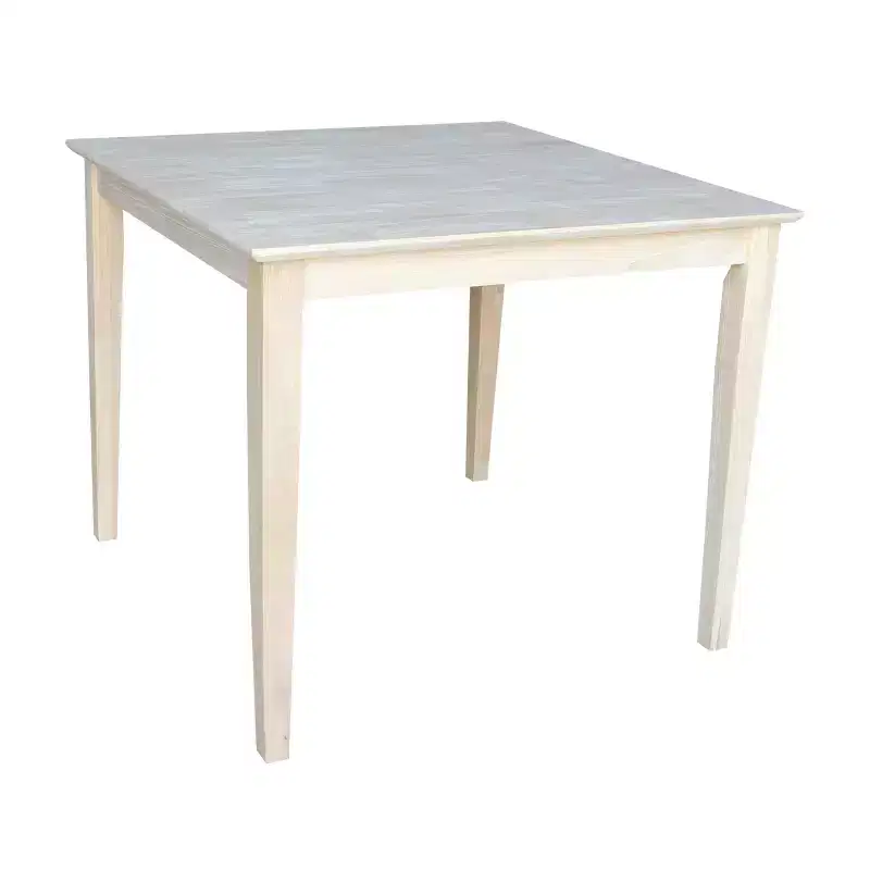 36" Square Solid Wood Dining Table with Shaker Legs Unfinished - International Concepts