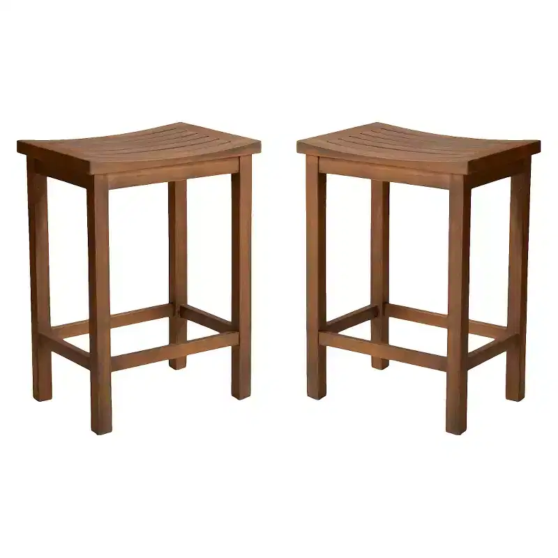 Set of 2 Easton Slat 24" Counter Height Barstool Mahogany - Christopher Knight Home: Armless, Dark Red, Hardwood Frame, Solid Pattern