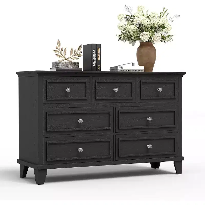 Acekool 7-Drawer Dresser, Modern Wooden Chest of Drawers, Deep Storage Organizer with Vintage Handles, Bedroom & Living Room TV Stand
