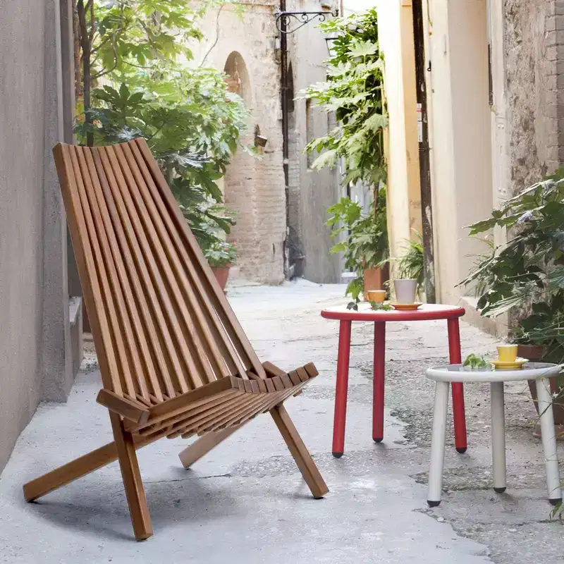 Okak Rustic Acacia Ardirondack Chair Foldable Ardirondack,1 Pc,Boho Leisure Chair with High Back&Slatted Frame for Porch,Backyard&Garden,Brown