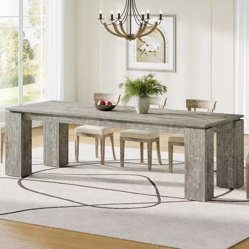 86-Inch Large Dining Table for 8 People, Wood Kitchen Table with Thicken Legs for Dining Room, Restaurants