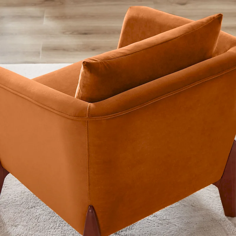 VANOMi 30.7 Inch Mid-century Modern Wide Upholstered Accent Armchair with Rubber Wood Legs
