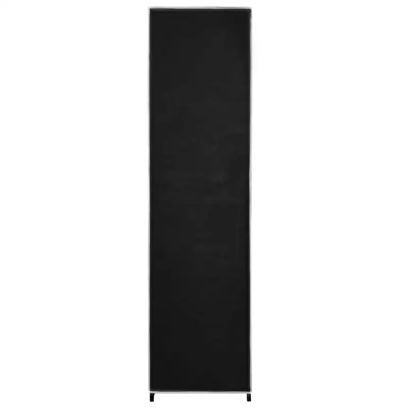 Wardrobe Black Iron Frame and Polyester Fabric Large Wardrobe - Black