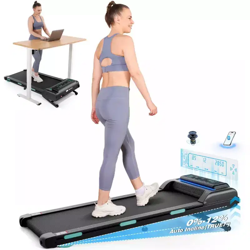 NAYSAYE Walking Pad Treadmill with Adjustable Incline, 450 lbs Capacity, Under Desk Portable Compact Treadmill for Home Office, Black, 52*22.5*7.87