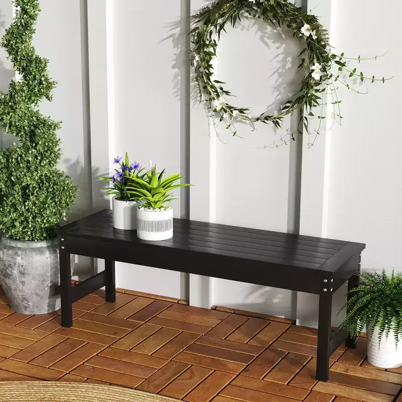 Outsunny 47 2-Person Outdoor Bench, HDPE Garden Bench Seat, Backless Slatted Patio Bench, Rot and Fade Resistant for Yard, Porch, Park