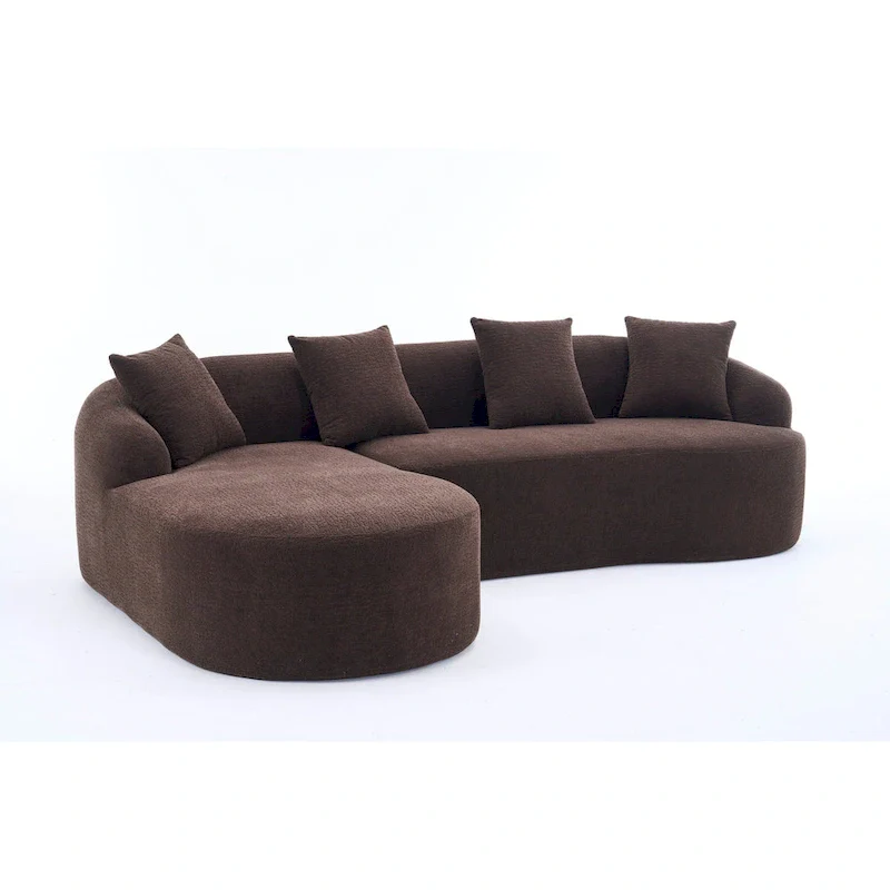 L-Shaped Chenille Sectional Sofa with Chaise and 4 Pillows