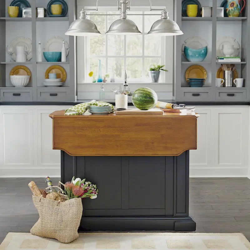 Copper Grove Warwick Black Distressed Oak Kitchen Island