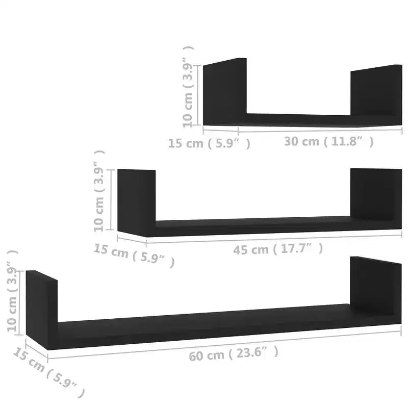 Shelf Black Engineered wood Large Wall-mounted