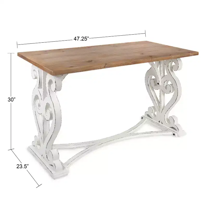 Wyldwood Rustic Carved Solid Wood Desk - Farmhouse Style