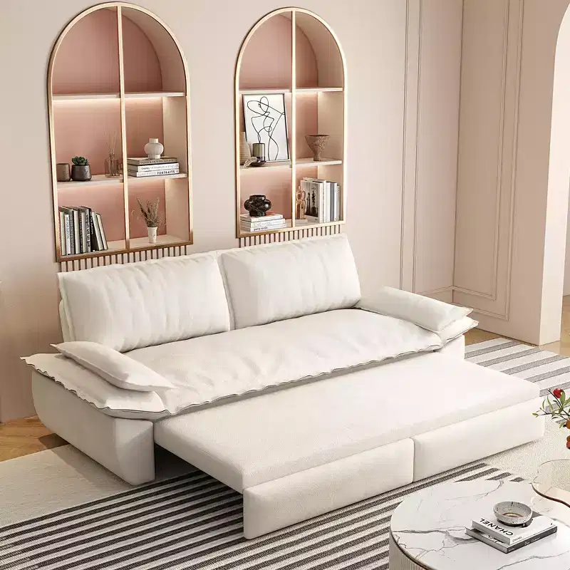 3-in-1 Convertible Queen Sleeper Sofa with Velvet Upholstery
