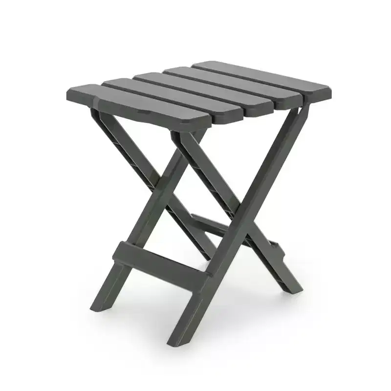 Camco Adirondack Portable Outdoor Camping Small Weatherproof Rustproof Durable Plastic Folding Side Table for Indoor and Outdoor Use, Sage (2 Pack)