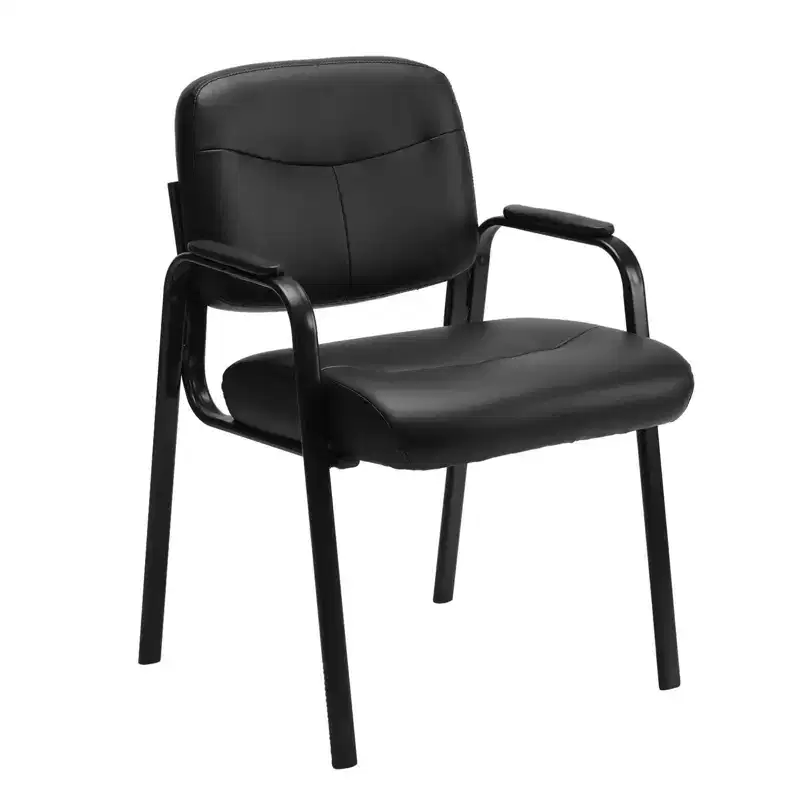 JIONJOY Black Office Guest Chair Leather Waiting Room Chairs | Black